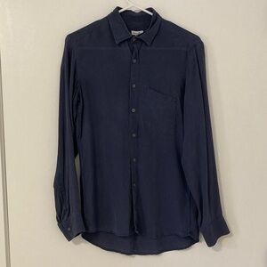 Steven Alan Women's Silk Button Down Shirt Blue S